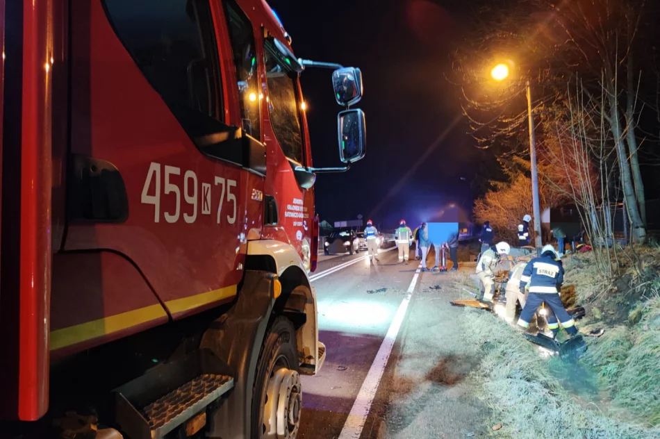 Dachowanie na "krajówce", dwie osoby trafiły do szpitala - zdjęcie 6