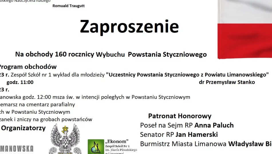 Zaproszenie na Rocznicowe Obchody Wybuchu Powstania Styczniowego - zdjęcie 1