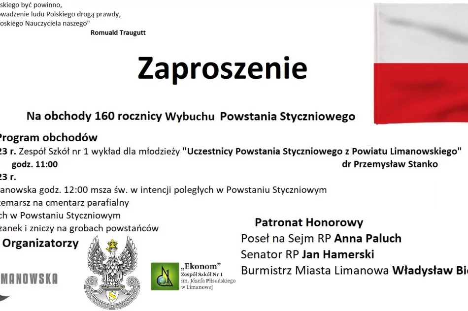 Zaproszenie na Rocznicowe Obchody Wybuchu Powstania Styczniowego - zdjęcie 2