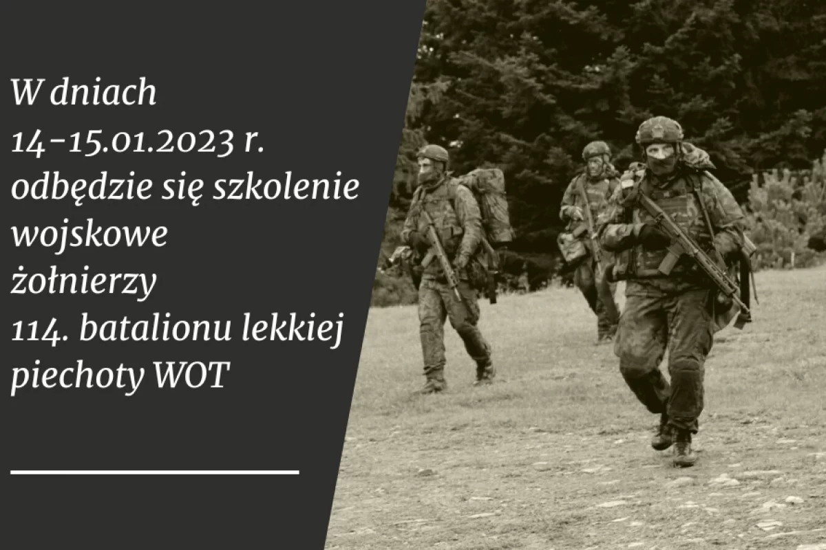 W dniach 14-15 stycznia odbędzie się szkolenie żołnierzy WOT