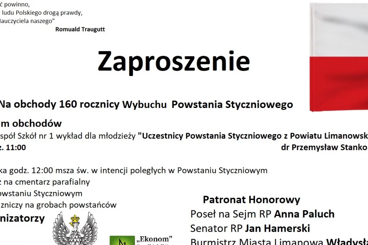 Obchody 160 rocznicy Wybuchu Powstania Styczniowego