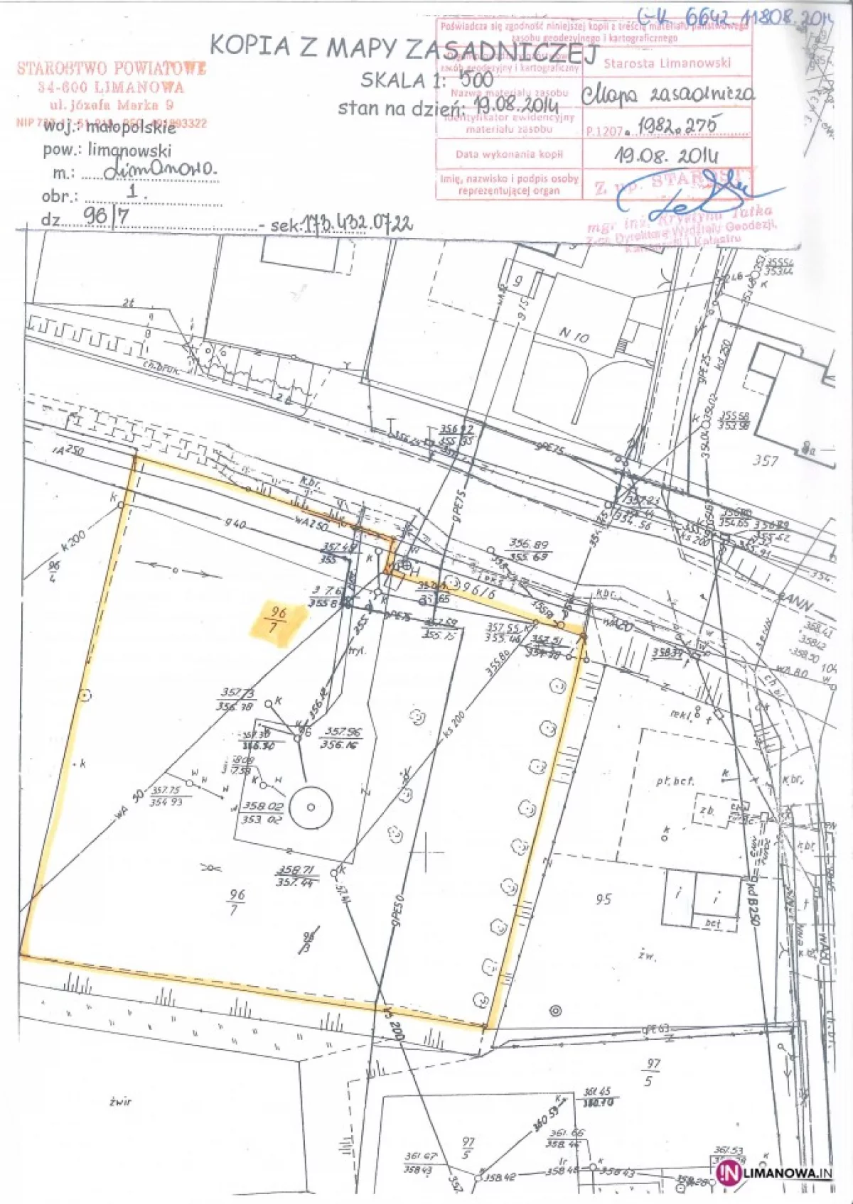 Działka 96/7 obr. 1 m. Limanowa do sprzedania