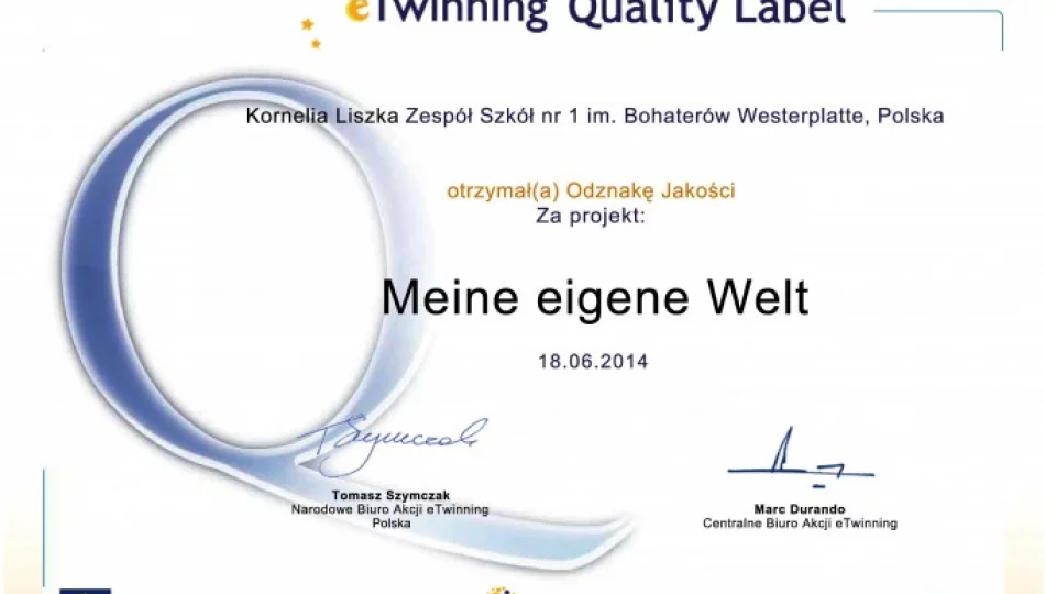 Krajowa Odznaka Jakości eTwinning dla ZS nr 1 w Starej Wsi - zdjęcie 1