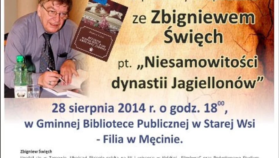 Spotkanie ze Zbigniewem Święchem w Bibliotece w Męcinie w ramach Czwartków Literackich - zdjęcie 1