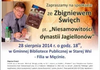 Spotkanie ze Zbigniewem Święchem w Bibliotece w Męcinie w ramach Czwartków Literackich - zdjęcie główne
