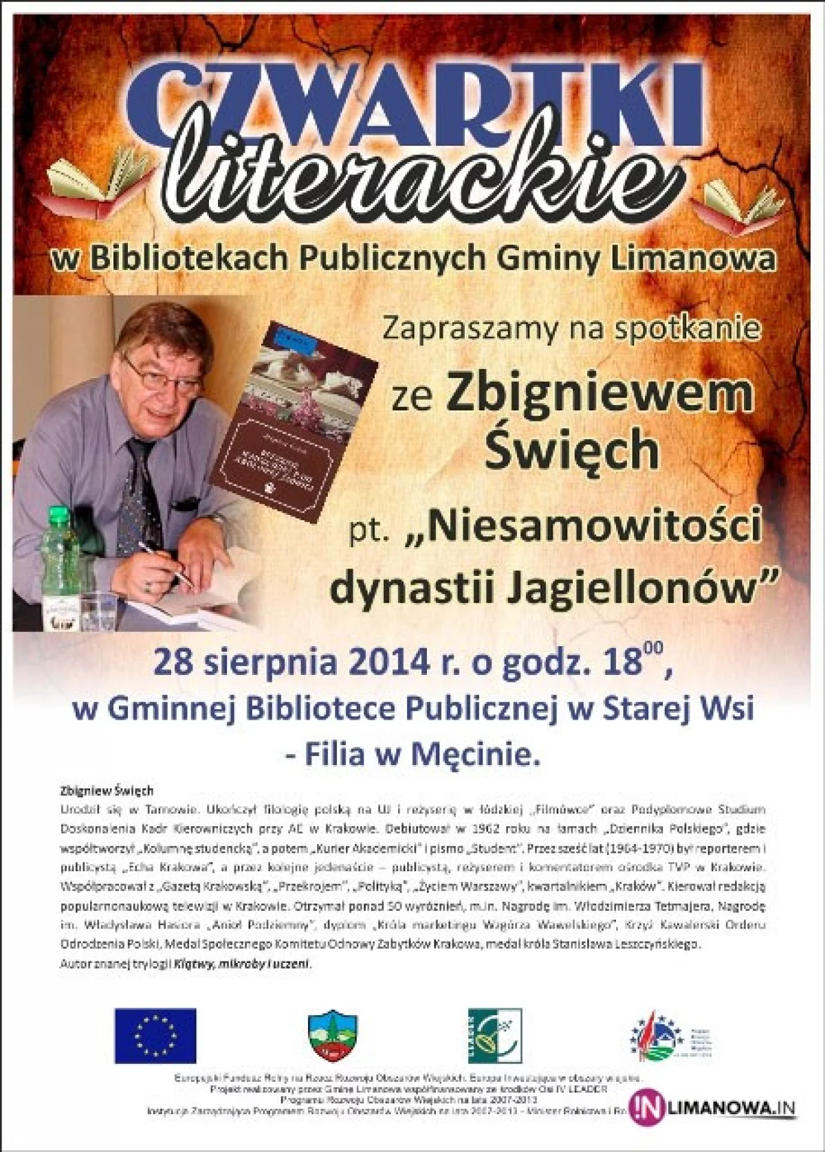 Spotkanie ze Zbigniewem Święchem w Bibliotece w Męcinie w ramach Czwartków Literackich