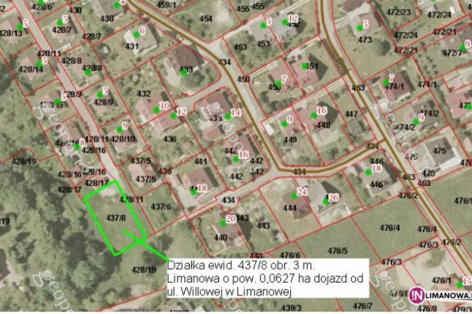 Działka przy ul. Willowej w Limanowej na sprzedaż - zdjęcie 2