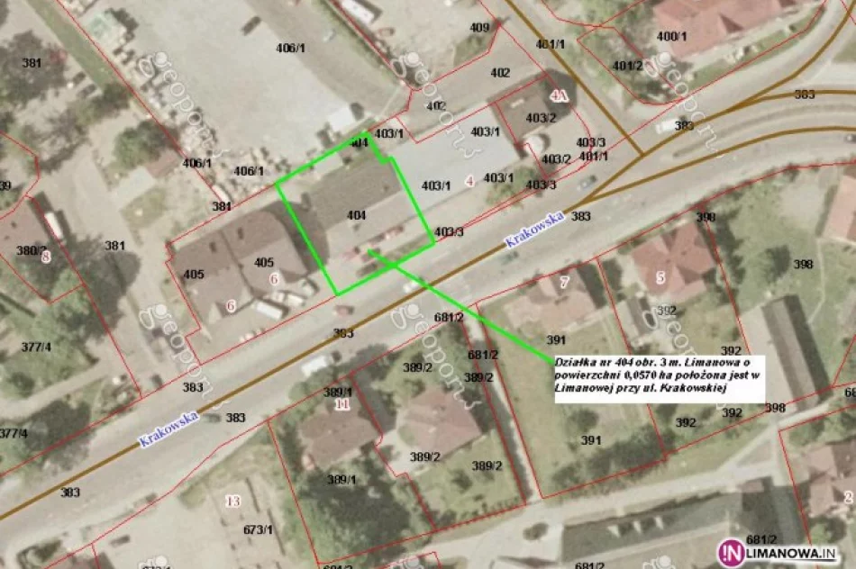 działka przy ul. Krakowskiej w Limanowej na sprzedaż - zdjęcie 2