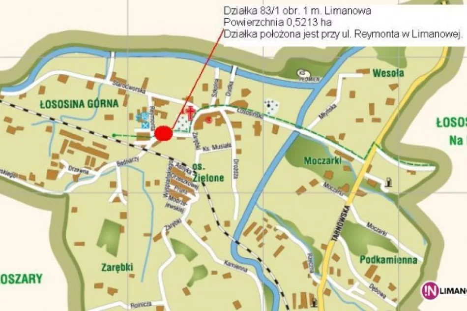 Działka 83/1 obr. 1 przy ul. Reymonta w Limanowej- przeznaczona na sprzedaż. - zdjęcie 2