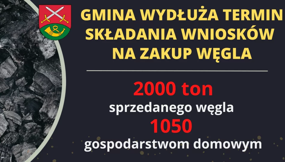 ​Gmina przedłuża termin składania wniosków na zakup węgla - zdjęcie 1