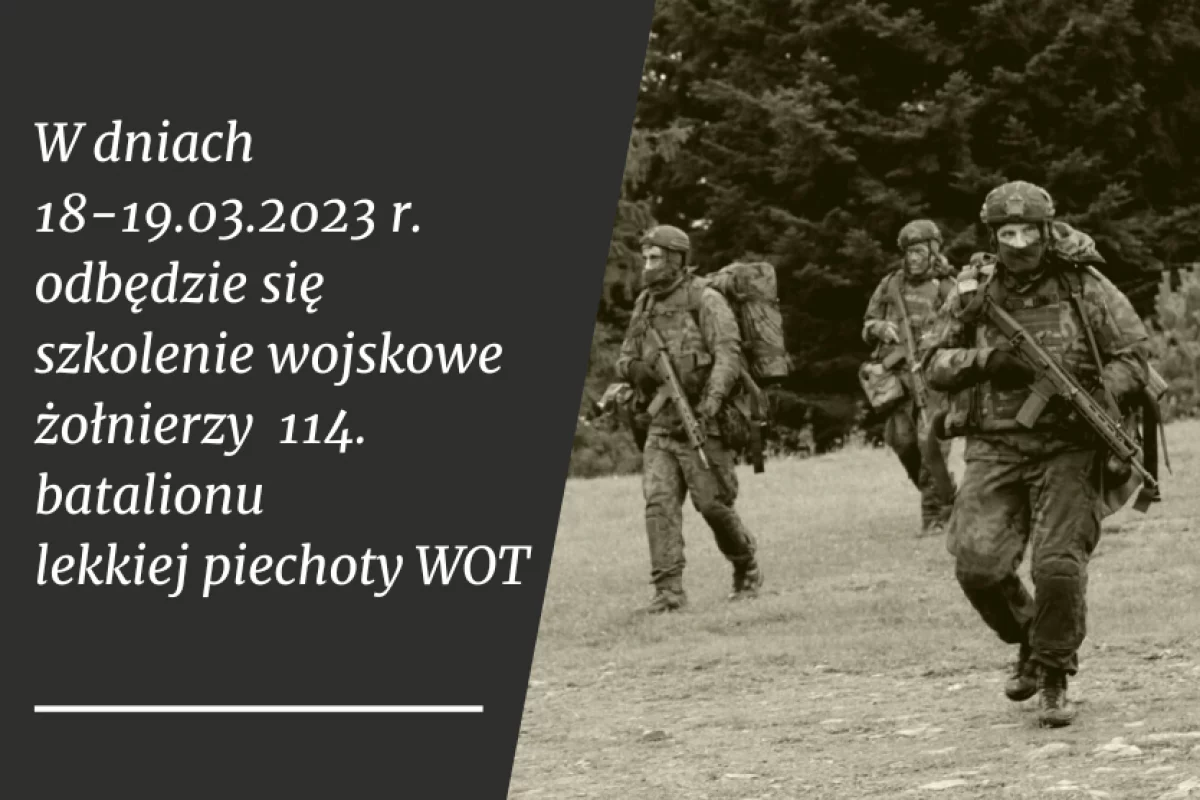 W dniach 18-19 marca odbędzie się szkolenie żołnierzy WOT