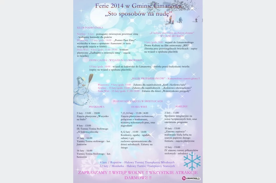 Ferie w gminie Limanowa - zdjęcie 2