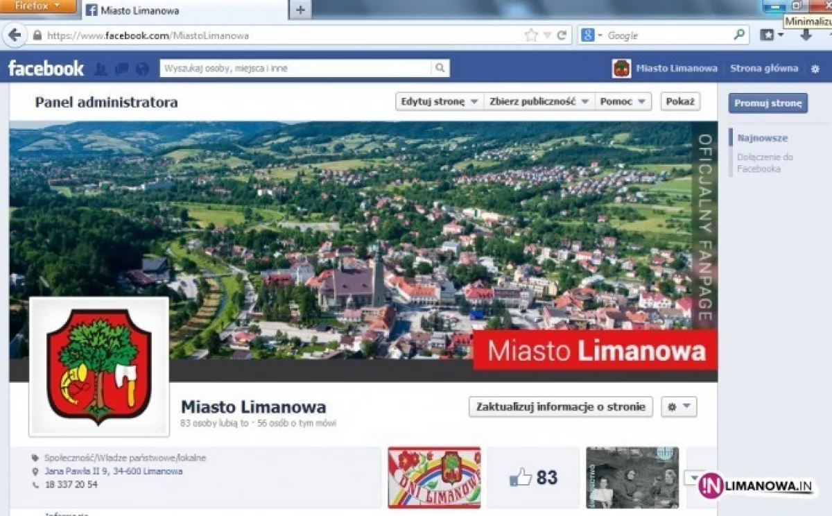 Miasto Limanowa na Facebooku