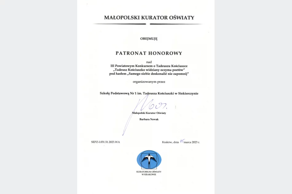 „Siebie samego doskonalić nie zapomnij”-III Powiatowym Konkursie  o Tadeuszu Kościuszce - zdjęcie 2