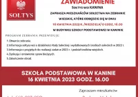 Informacja  o zebraniu Wiejskim w miejscowości Kanina - zdjęcie główne