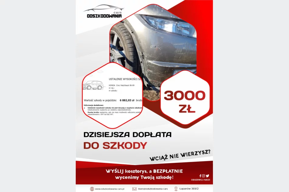 Miałeś kolizję lub stłuczkę do 3 lat wstecz? Sprawdź BEZPŁATNIE kwotę dopłatę do szkody ! - zdjęcie 2