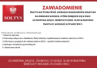 Informacja  o zebraniu Wiejskim w miejscowości Stara Wieś I - zdjęcie główne