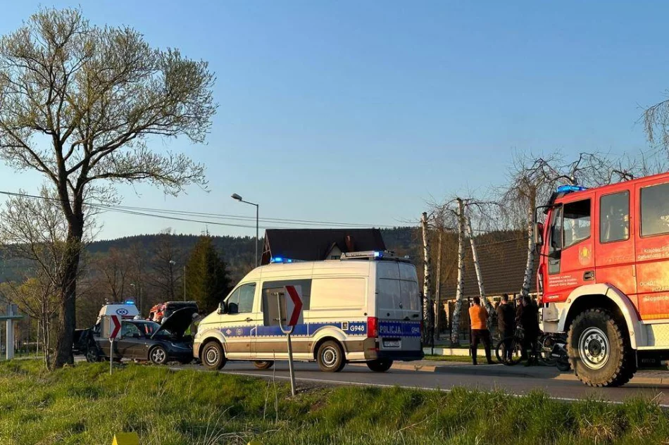 Jedna osoba ucierpiała w zderzeniu pojazdów. Droga powiatowa zablokowana - zdjęcie 2