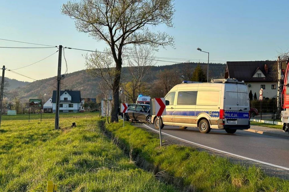 Jedna osoba ucierpiała w zderzeniu pojazdów. Droga powiatowa zablokowana - zdjęcie 3