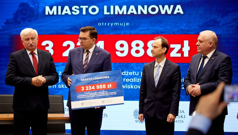 Promesę w kwocie 3 234 988,00 zł na stabilizację osuwisk odebrał Burmistrz Miasta Limanowa - zdjęcie 1