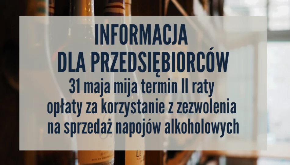 Opłata za korzystanie z zezwoleń na sprzedaż napojów alkoholowych – II rata - zdjęcie 1