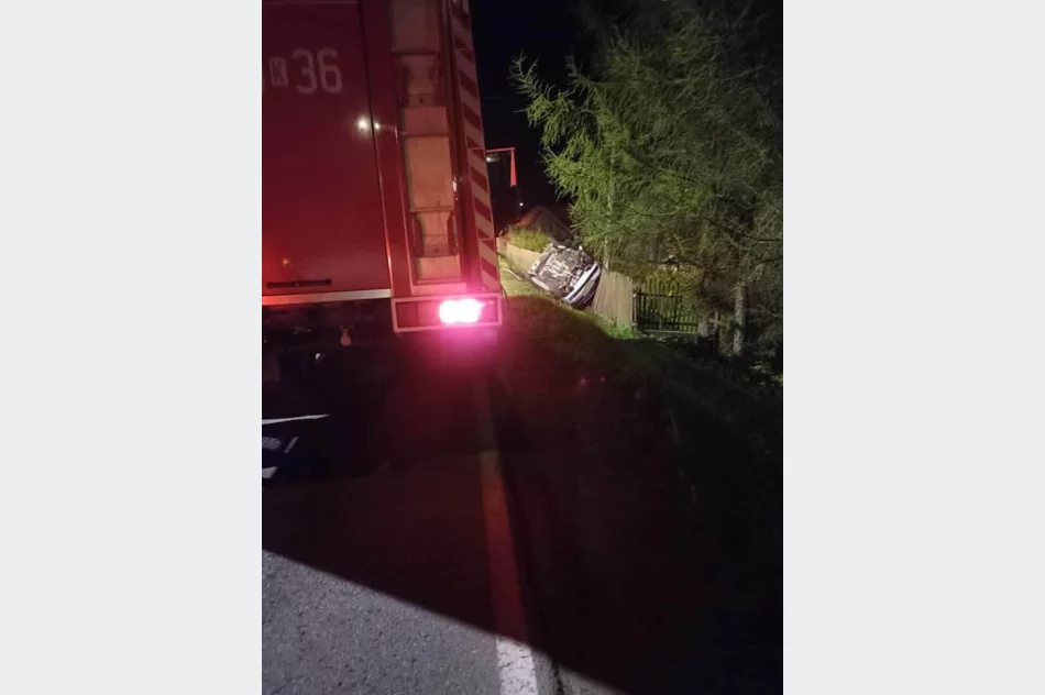 Auto wypadło z drogi i uderzyło w słup - zdjęcie 2