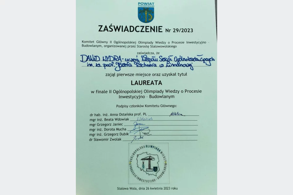 Kolejny uczeń z Limanowej zwycięża w Olimpiadzie - zdjęcie 5