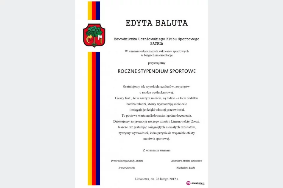 Stypendium sportowe dla Edyty Baluty - zdjęcie 4