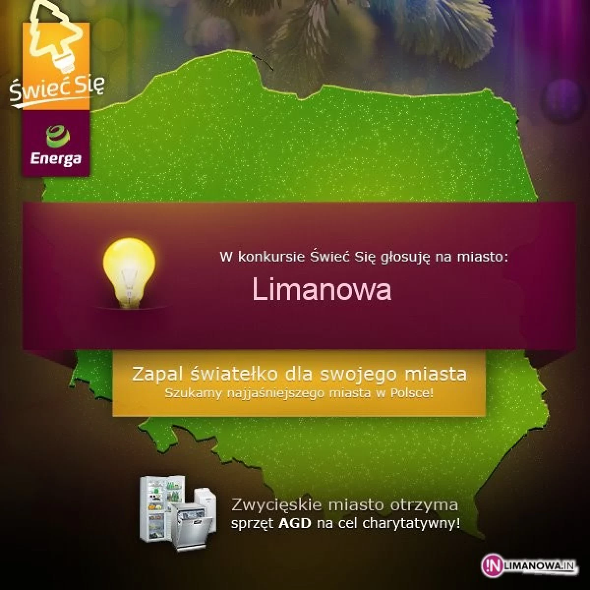 Limanowa rywalizuje o tytuł najpiękniej oświetlonego miasta w Polsce