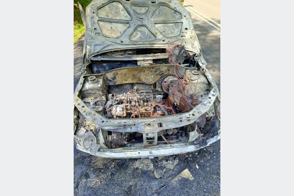 Samochód spłonął na drodze - zdjęcie 6