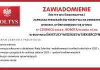 Informacja dotycząca zebrania wiejskiego w miejscowości Siekierczyna I - zdjęcie główne
