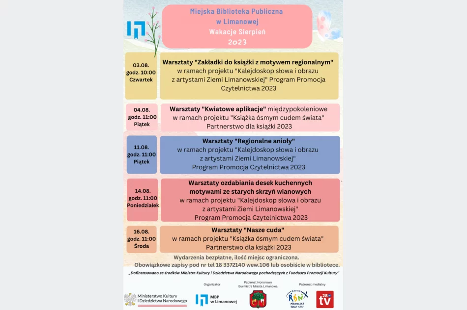 Miejska Biblioteka Publiczna w Limanowej zaprasza do skorzystania z tegorocznej oferty wydarzeń wakacyjnych - zdjęcie 4