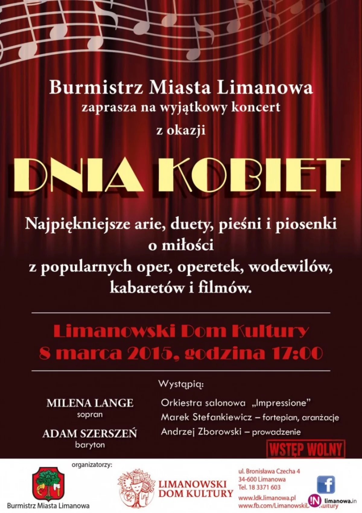 Burmistrz Miasta Limanowa zaprasza na wyjątkowy koncert z okazji Dnia Kobiet w LDK