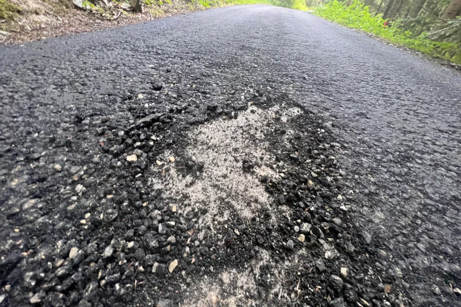 Nowy asfalt rozsypuje się pod nogami. Spłynie z deszczem - zdjęcie 13