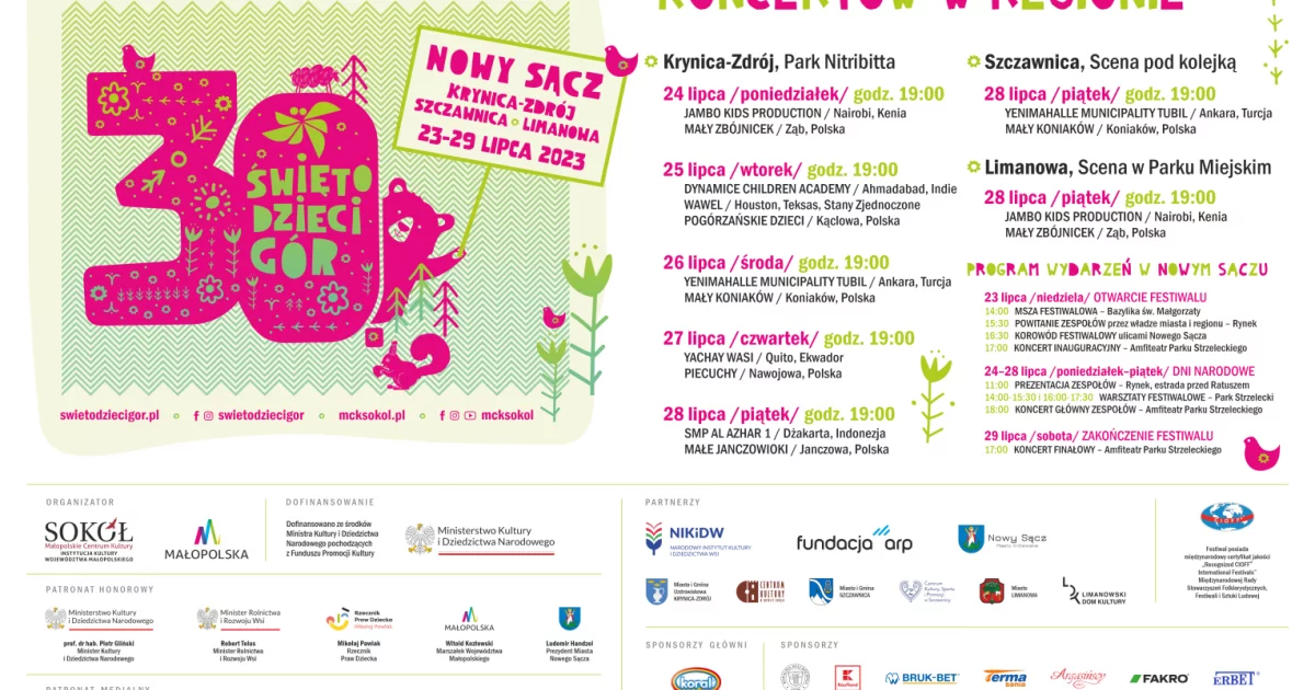 Limanowa ponownie partnerem Festiwalu "Święto Dzieci Gór" zapraszamy