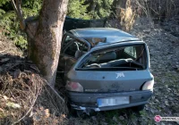 Renault w powietrzu uderzyło w drzewo - zdjęcie główne