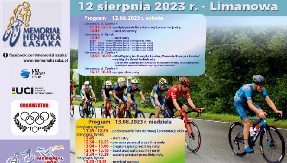Międzynarodowy Wyścig Kolarski „Memoriał Henryka Łasaka” i Mini Wyścig dla dzieci – 12 sierpnia w Limanowej - zdjęcie 1
