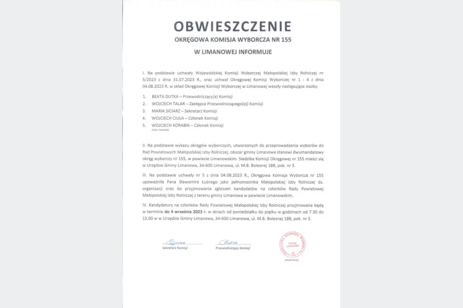 Wybory do izb rolniczych 2023 – powołanie OKW - zdjęcie 2