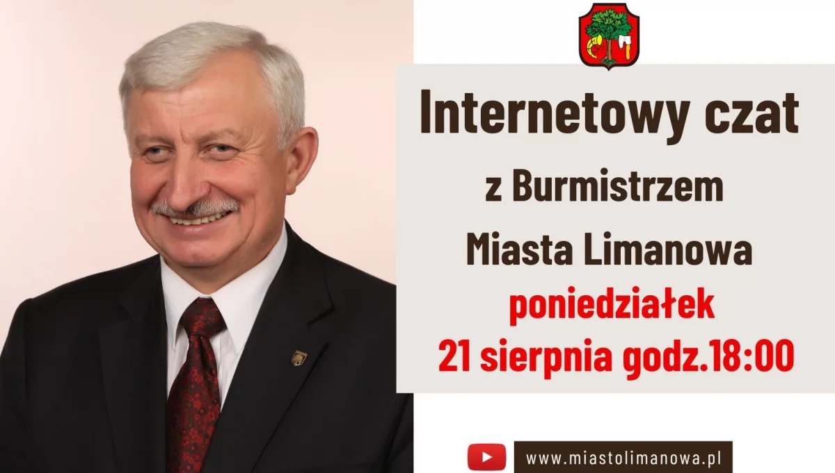 21 sierpnia odbędzie się internetowy czat z Burmistrzem Miasta Limanowa