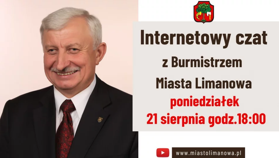 21 sierpnia odbędzie się internetowy czat z Burmistrzem Miasta Limanowa - zdjęcie 1