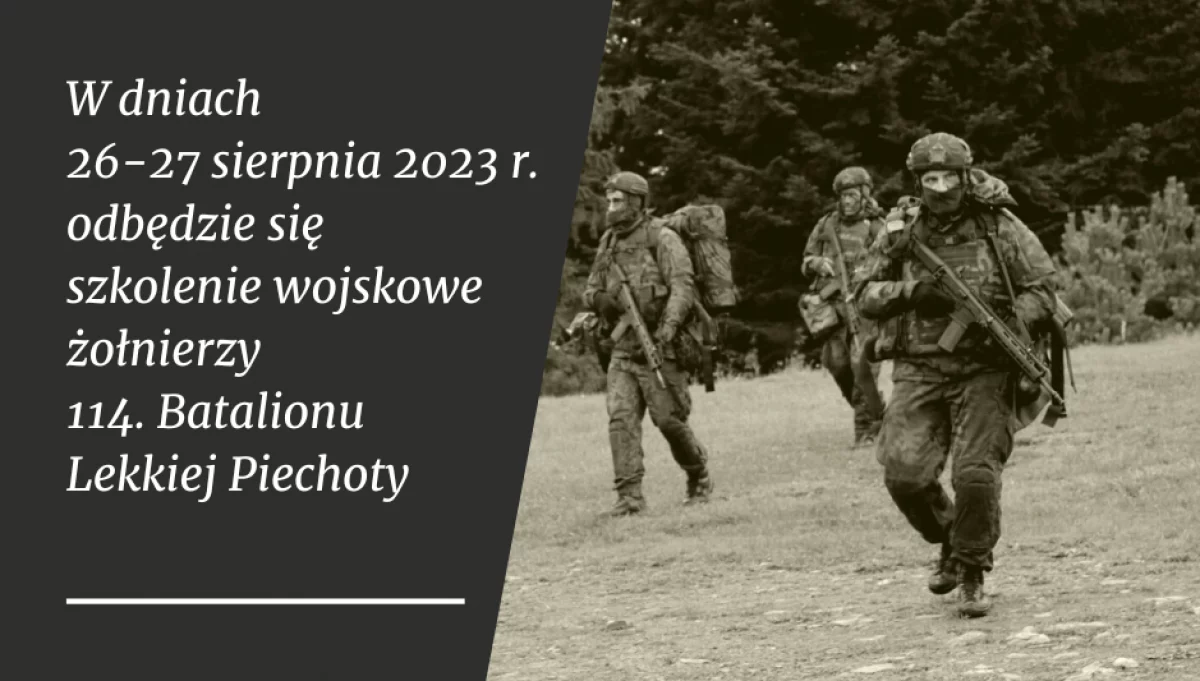 W dniach 26-27 sierpnia odbywać się będzie szkolenie żołnierzy WOT