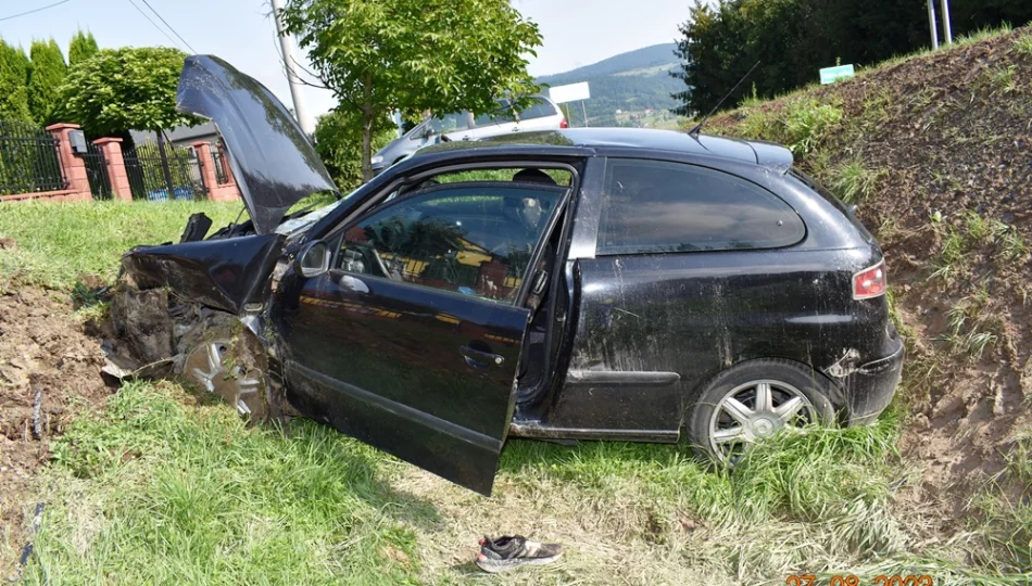 Samochód w rowie, dwie osoby w szpitalu - zdjęcie 1