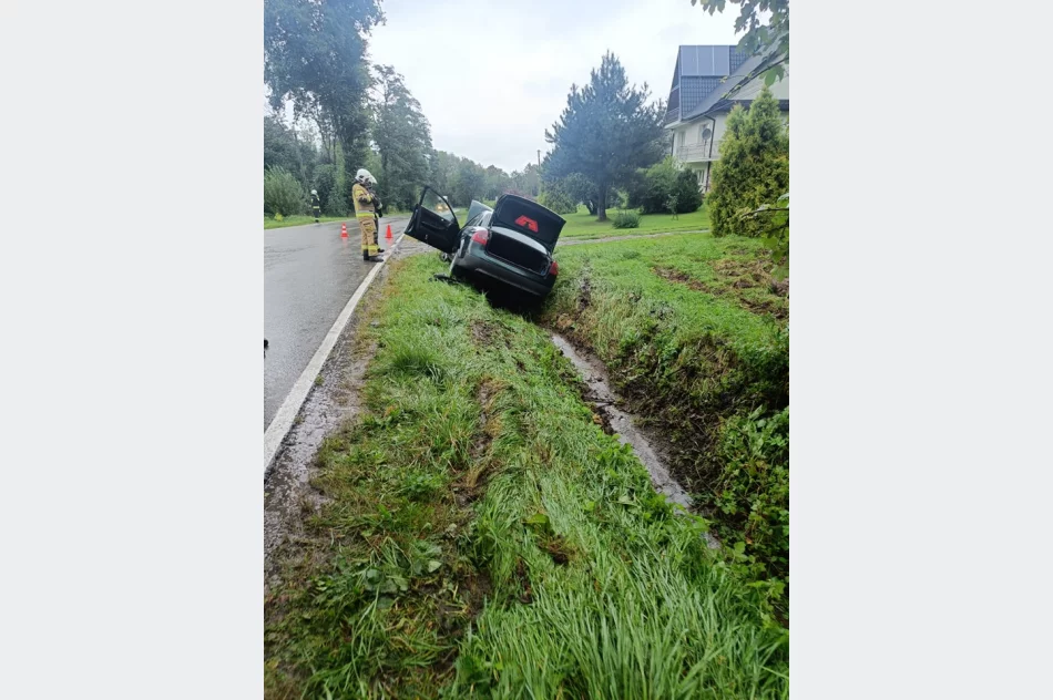Audi uderzyło w przepust, kierowca w szpitalu - zdjęcie 2