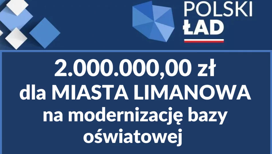 2 mln zł dla Miasta Limanowa na modernizację bazy oświatowej - zdjęcie 1
