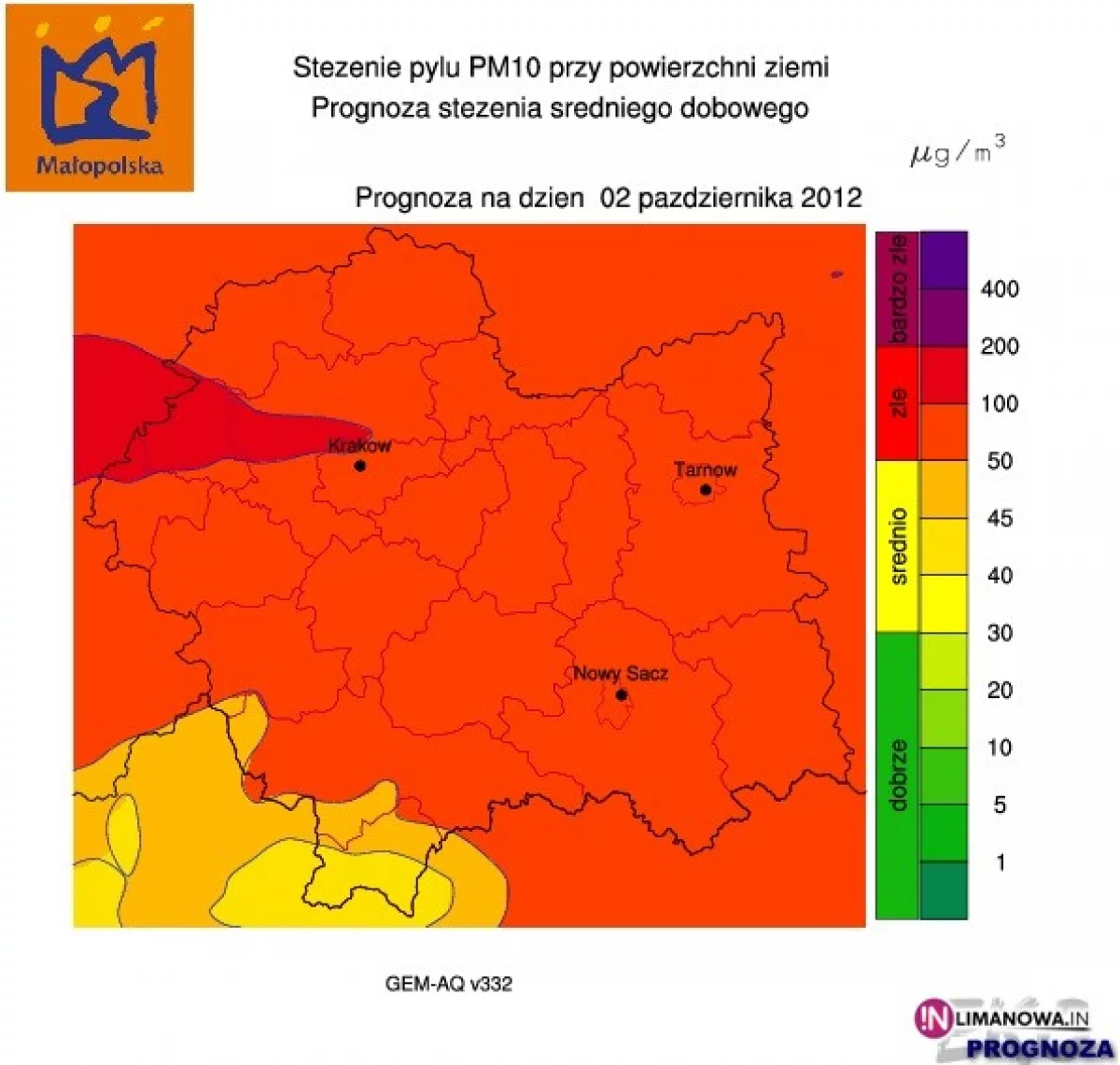 Zanieczyszczenie powietrza pyłem PM10