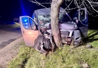 Samochód dostawczy rozbił się na drzewie - zdjęcie główne
