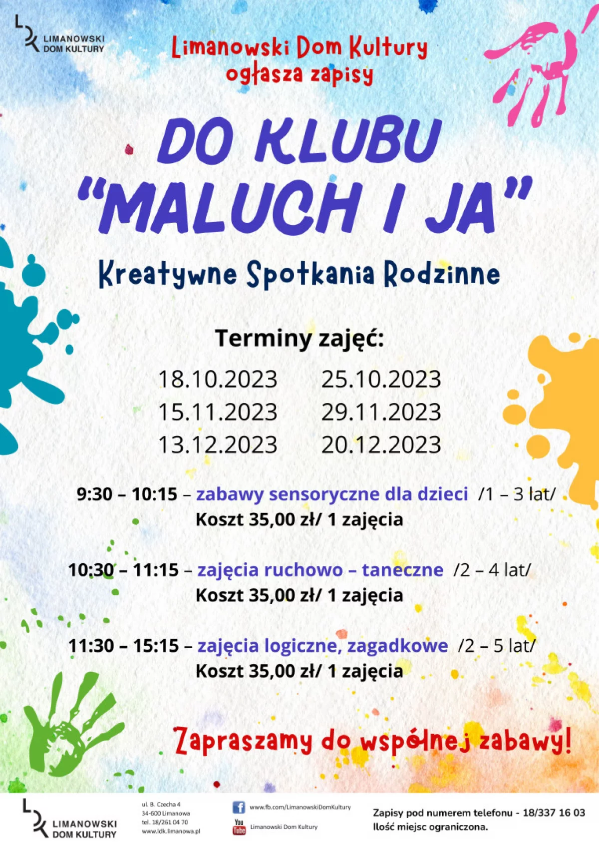 Ruszamy z zapisami na zajęcia Klubu „Maluch i Ja”