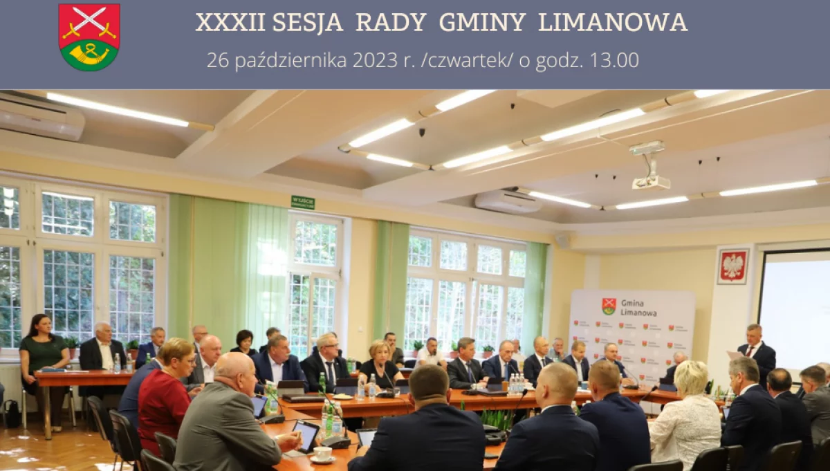 Zaproszenie na XXXII Sesję Rady Gminy Limanowa-26 października 2023
