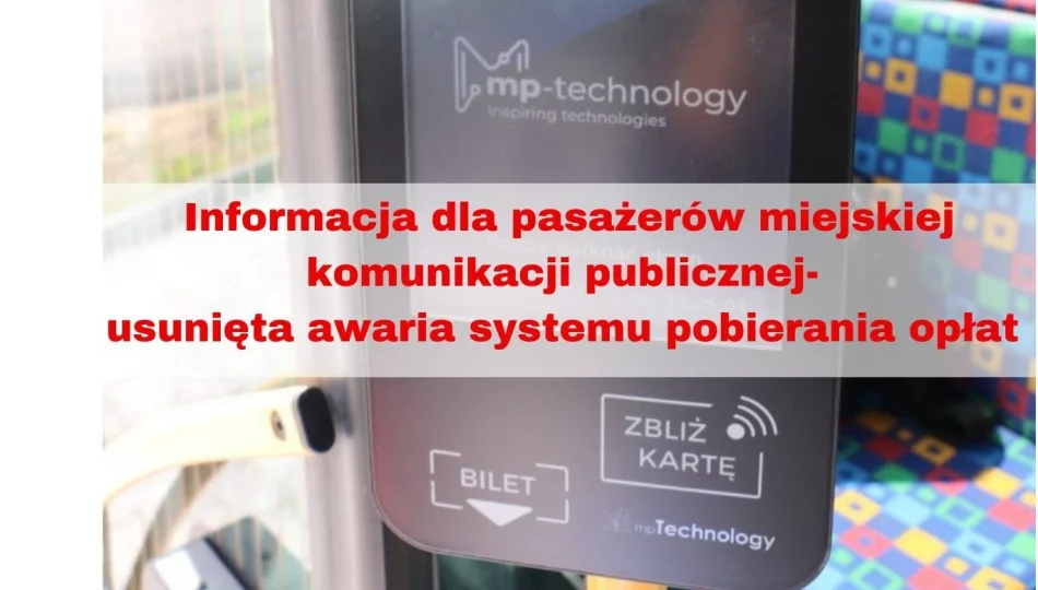 Usunięto awarię systemu pobierania opłat w autobusach miejskiej komunikacji publicznej - zdjęcie 1