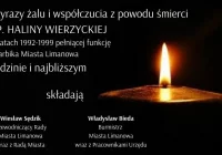 Kondolencje z powodu śmierci Haliny Wierzyckiej - zdjęcie główne